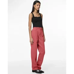 PIECES dame bukser PCFRIA - High Risk Red Washed