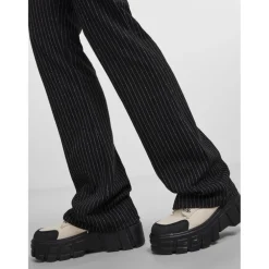 PIECES dame bukser PCJANNAH - Black White Stripes