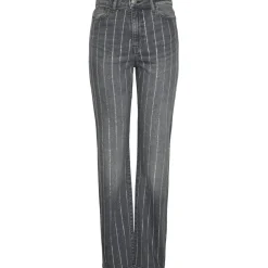 PIECES dame bukser PCSIFFI - Grey Denim RHINESTONE