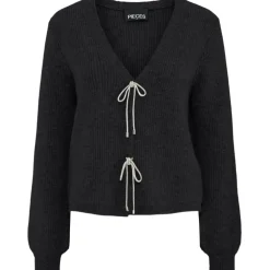 PIECES dame cardigan PCANNA - Black Silver Glitter Bow