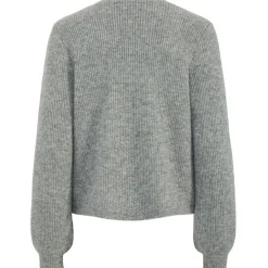 PIECES dame cardigan PCANNA - Medium Grey Melange Silver Glitter Bow