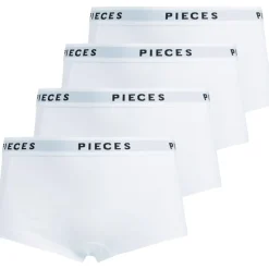 Pieces dame hipsters PCLOGO LADY 4-PACK - Bright White