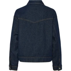 PIECES dame jakke PCELMA - Dark Blue Denim RINSE WASH