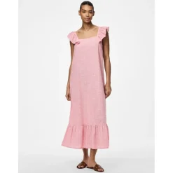 PIECES dame kjole PCAPIA - Pink Lemonade Stripes Bright white