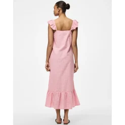 PIECES dame kjole PCAPIA - Pink Lemonade Stripes Bright white