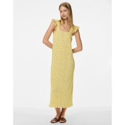 PIECES dame kjole PCFLORA - Pale Banana Small flower