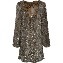 PIECES dame kjole PCKAM - Morel Silver sequins