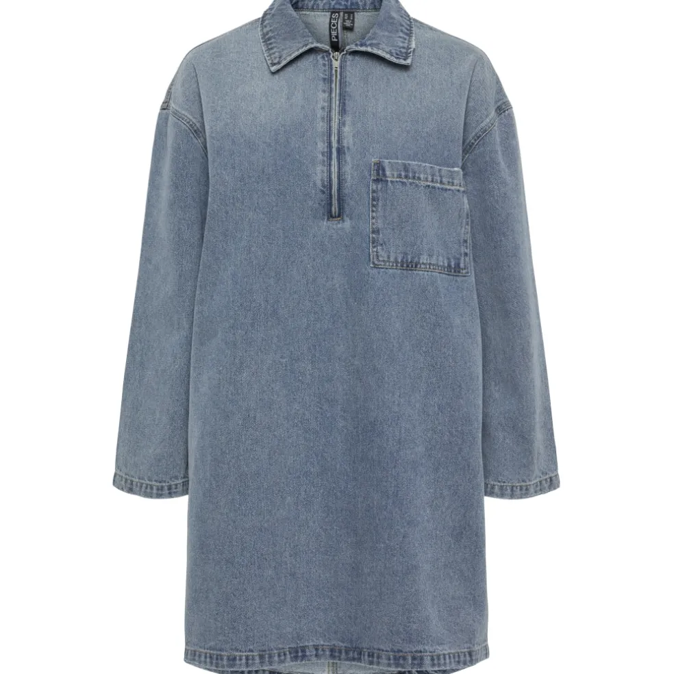 PIECES dame kjole PCRENE - Medium blue denim