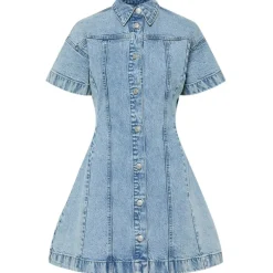 PIECES dame kjole PCSILKE - Light Blue Denim