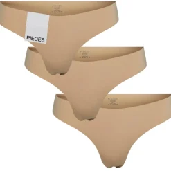 PIECES dame 3-pack thong PCNAMEE - Nude