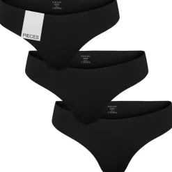 PIECES dame 3-pack thong PCNAMEE - Black