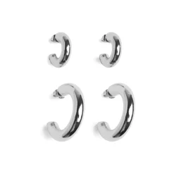 PIECES dame øreringe PCNIKOLINE 2-PACK - Silver Colour
