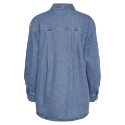 PIECES dame skjorte PCMAISIE - Medium blue denim