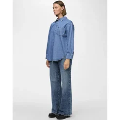 PIECES dame skjorte PCMAISIE - Medium blue denim