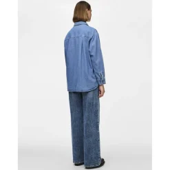 PIECES dame skjorte PCMAISIE - Medium blue denim