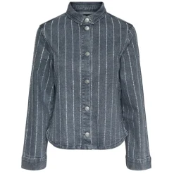 PIECES dame skjorte PCSIFFI - Grey Denim RHINESTONE