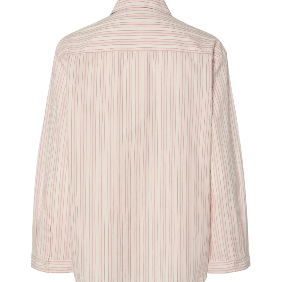 PIECES dame skjorte PCSULLE - Cloud Dancer Stripes Pink Lemonade