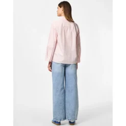 PIECES dame skjorte PCSULLE - Cloud Dancer Stripes Pink Lemonade