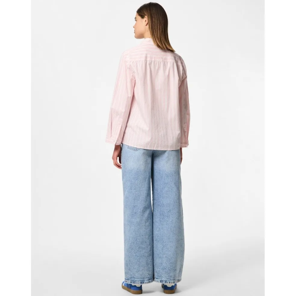 PIECES dame skjorte PCSULLE - Cloud Dancer Stripes Pink Lemonade