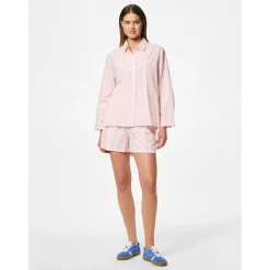 PIECES dame skjorte PCSULLE - Cloud Dancer Stripes Pink Lemonade