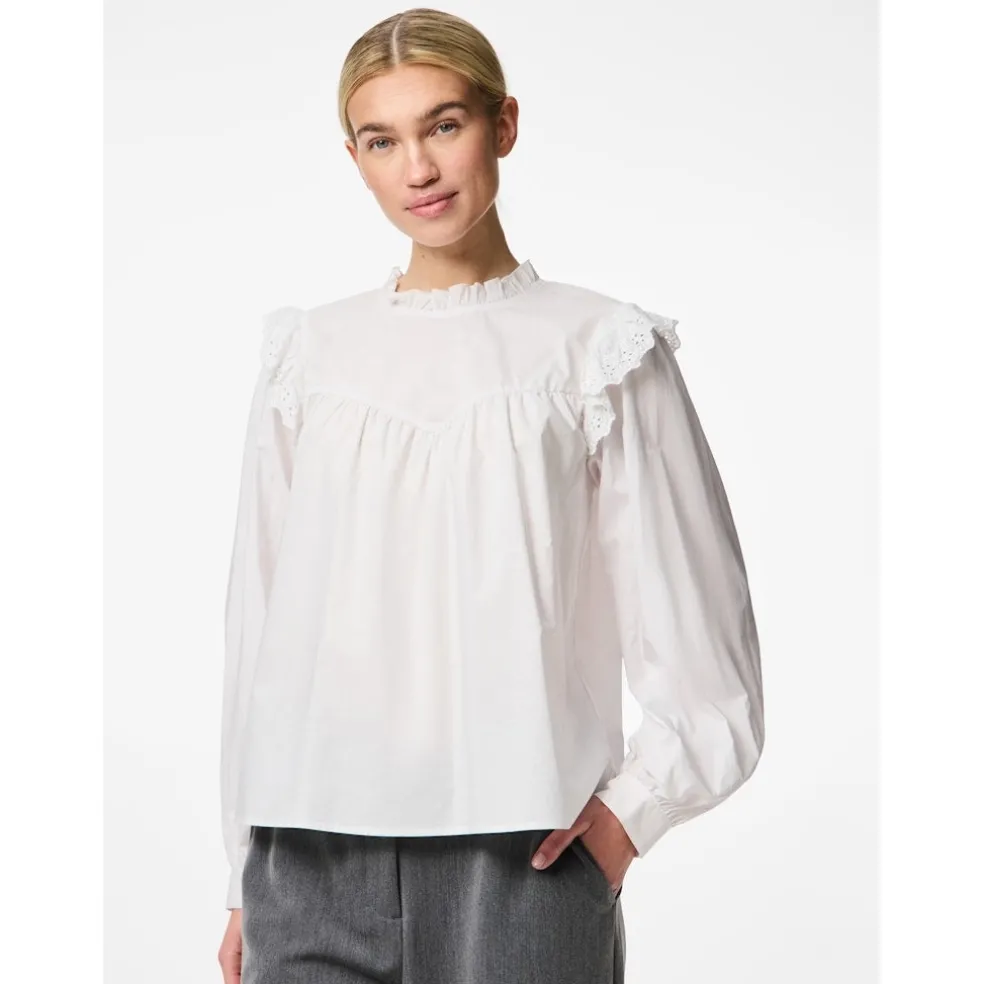 PIECES dame skjorte PCVELA - Bright White