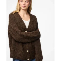 PIECES Dame Strik Cardigan PCCleo - Hot Fudge Melange
