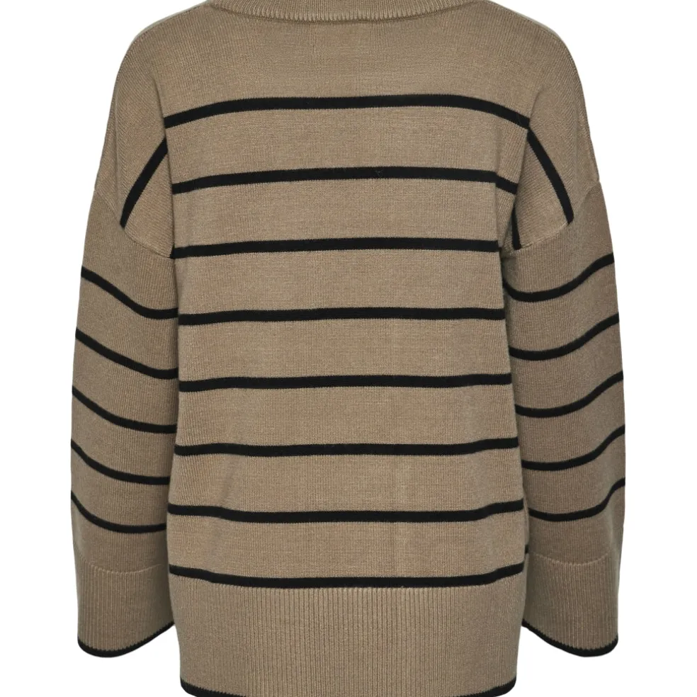 PIECES dame strik PCMATHILDE - Taupe Gray BLACK