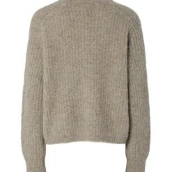 PIECES Dame Striktrøje PCCleo - Greige Melange