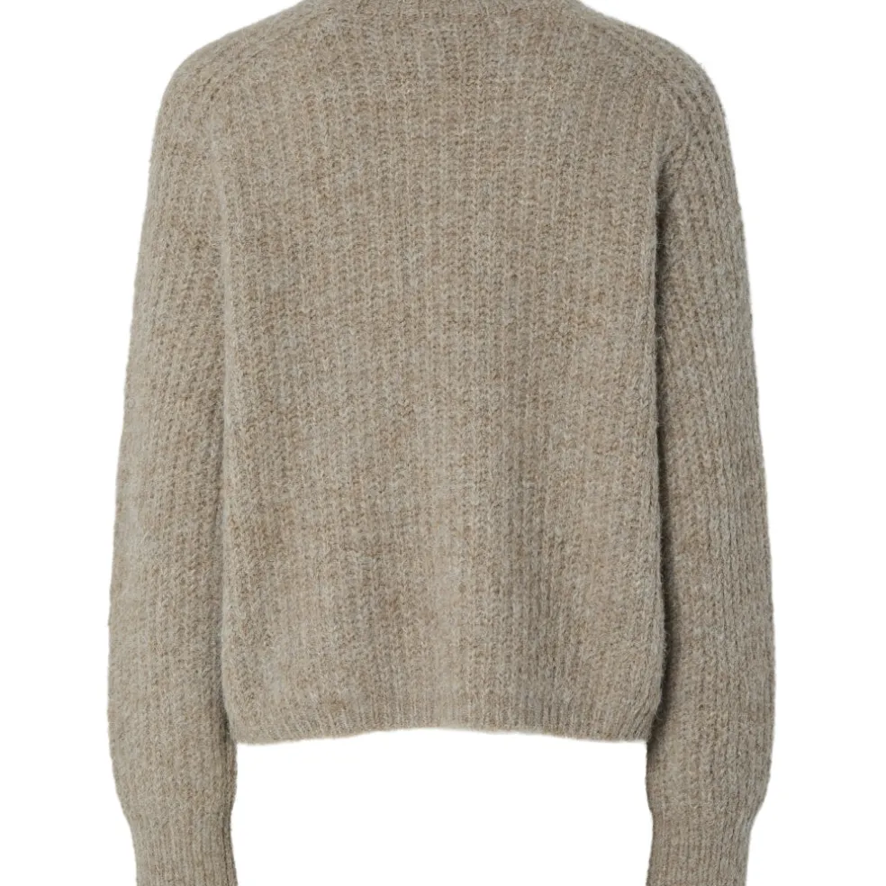 PIECES Dame Striktrøje PCCleo - Greige Melange