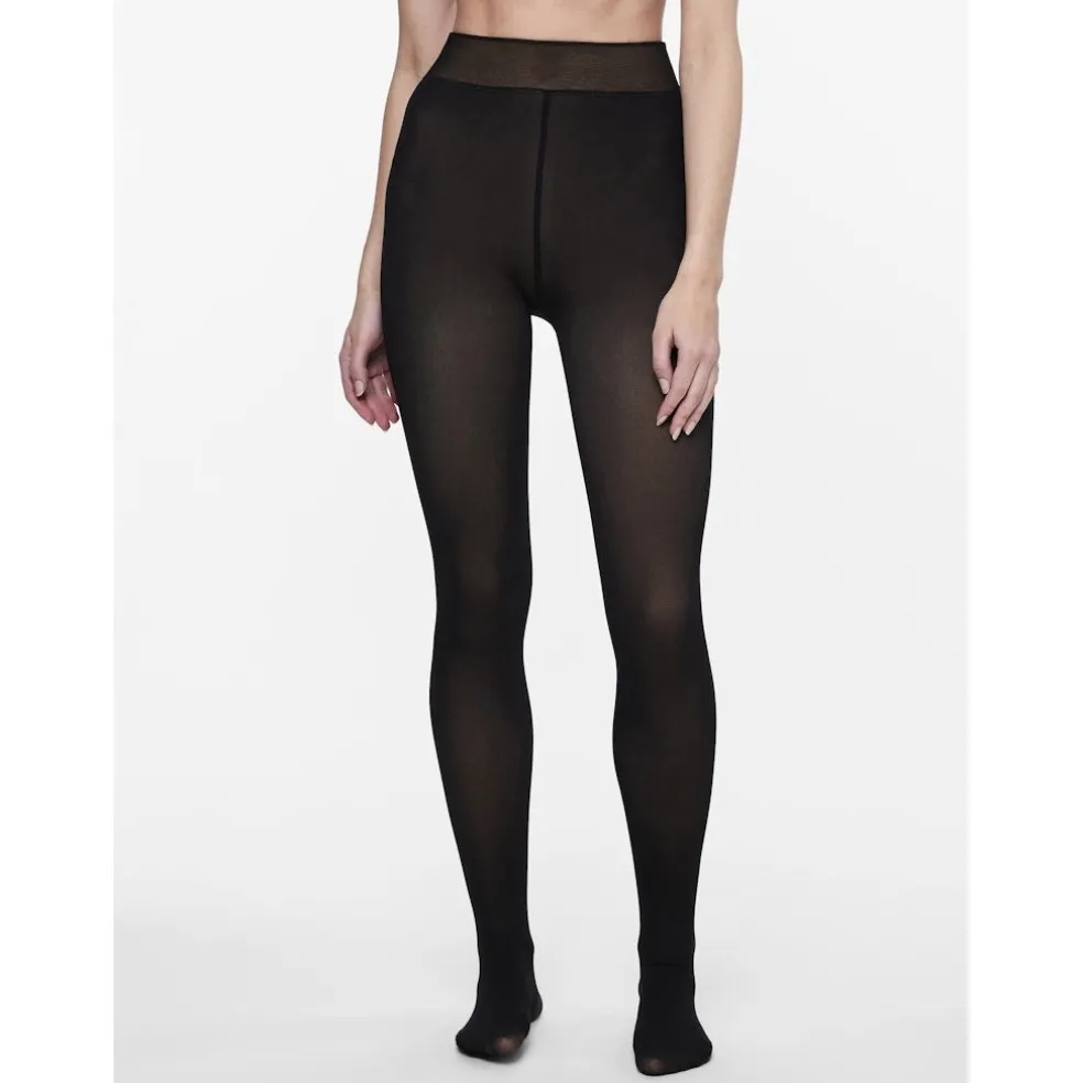 PIECES dame strømpebukser PCSOPHIE - Black NUDE FLEECE