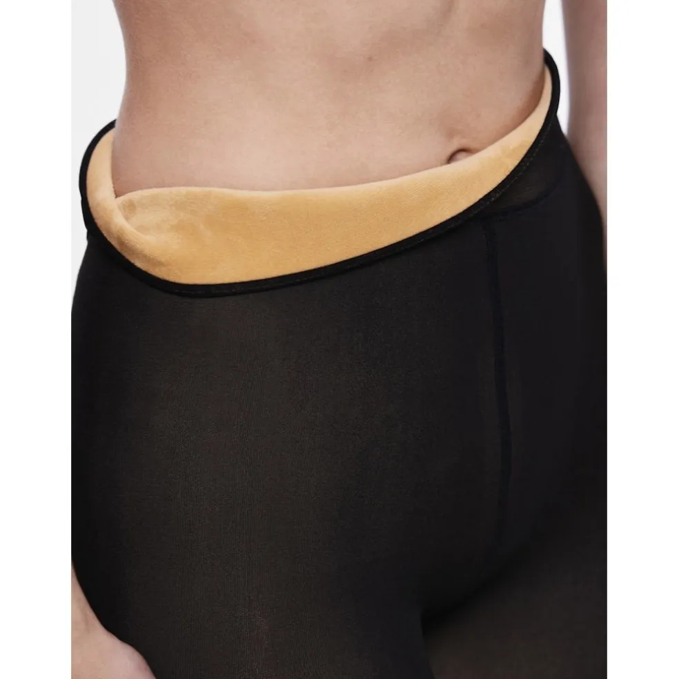 PIECES dame strømpebukser PCSOPHIE - Black NUDE FLEECE