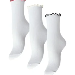 PIECES dame strømper PCAFIA 3-PACK - Goji Berry Sandshell Black