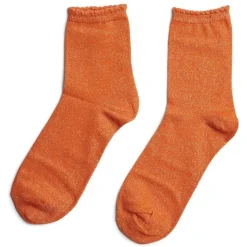 PIECES dame strømper PCSEBBY - Persimmon Orange TONES LUREX