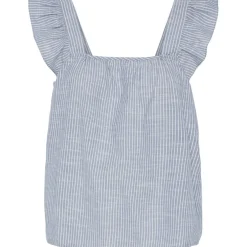 PIECES dame top PCAPIA - Coronet Blue Bright white