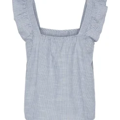 PIECES dame top PCAPIA - Coronet Blue Bright white