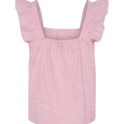 PIECES dame top PCAPIA - Pink Lemonade Bright white