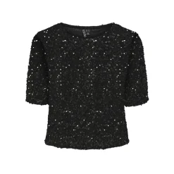 Pieces dame top PCKAM - Black Black sequins