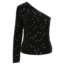 PIECES dame top PCKAM - Black Black sequins