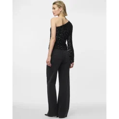 PIECES dame top PCKAM - Black Black sequins