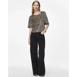 Pieces dame top PCKAM - Morel Silver sequins