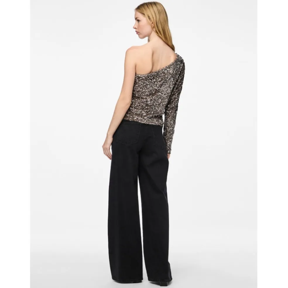 PIECES dame top PCKAM - Morel Silver sequins