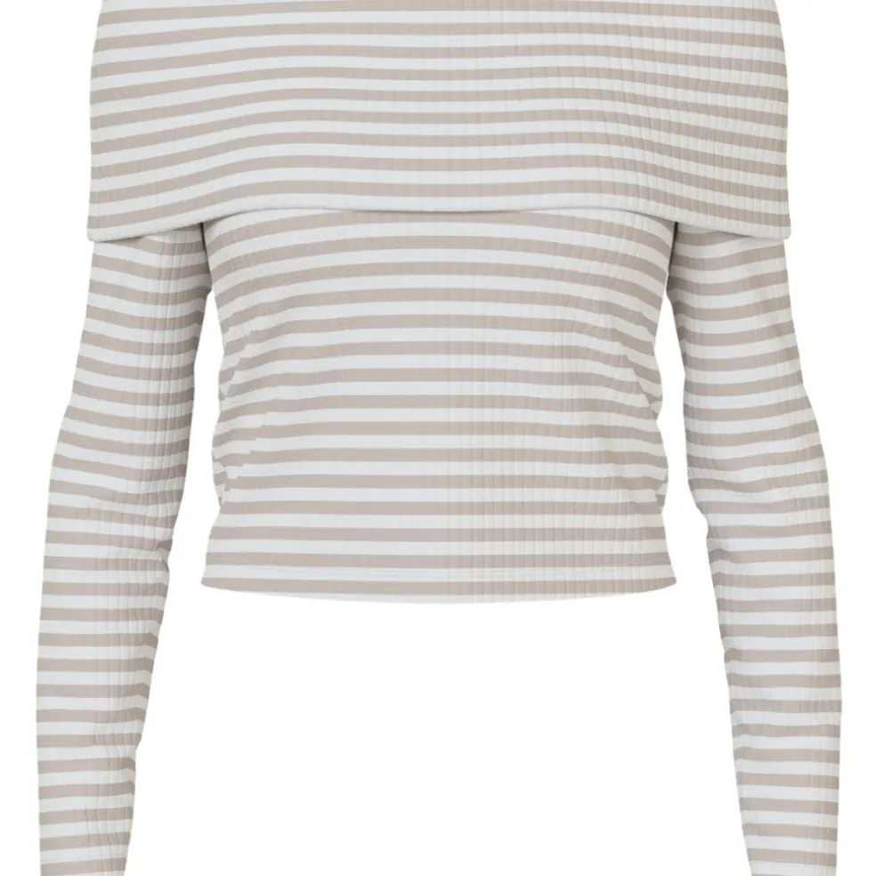 PIECES dame top PCLAYA - Bright White Silver gray