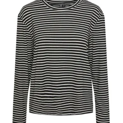 PIECES dame top PCMALULJE - Black Bright White