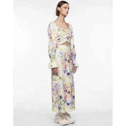 PIECES dame top PCMARI - Cloud Dancer FLOWERS