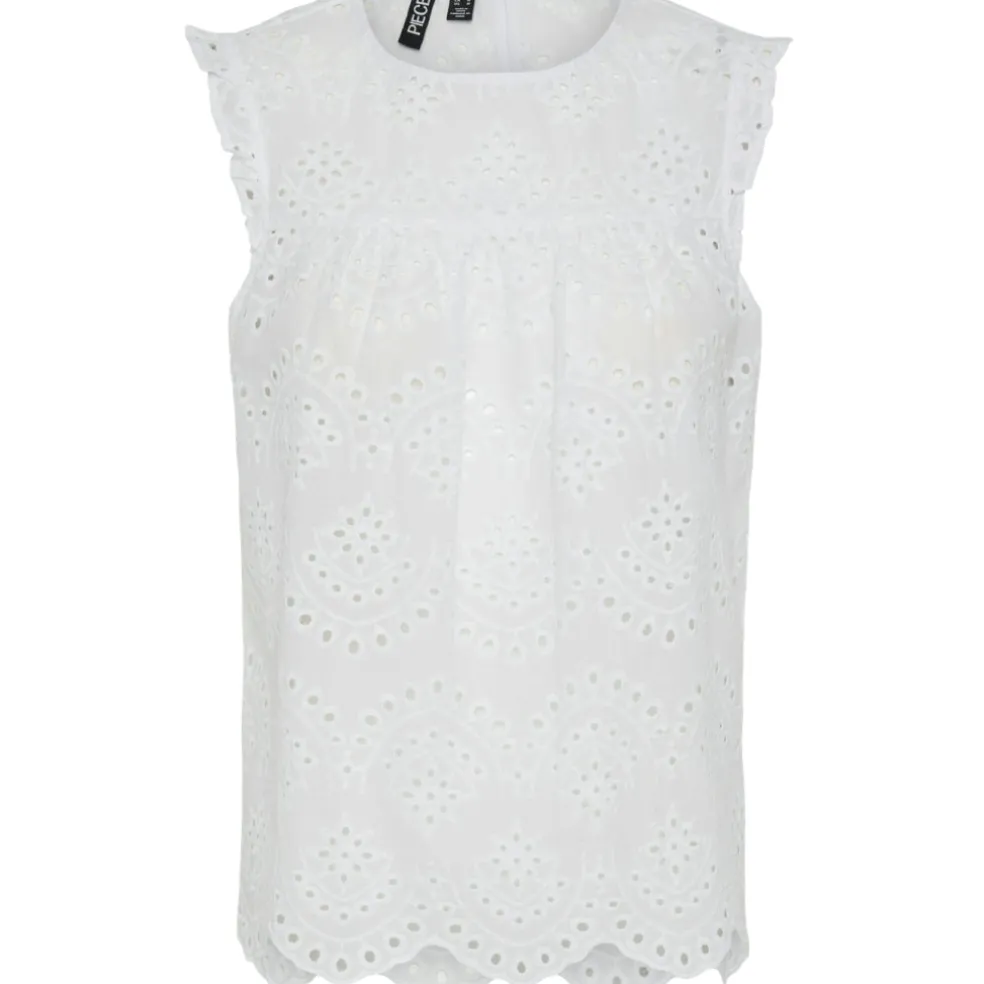 PIECES dame top PCVILDE - Bright White