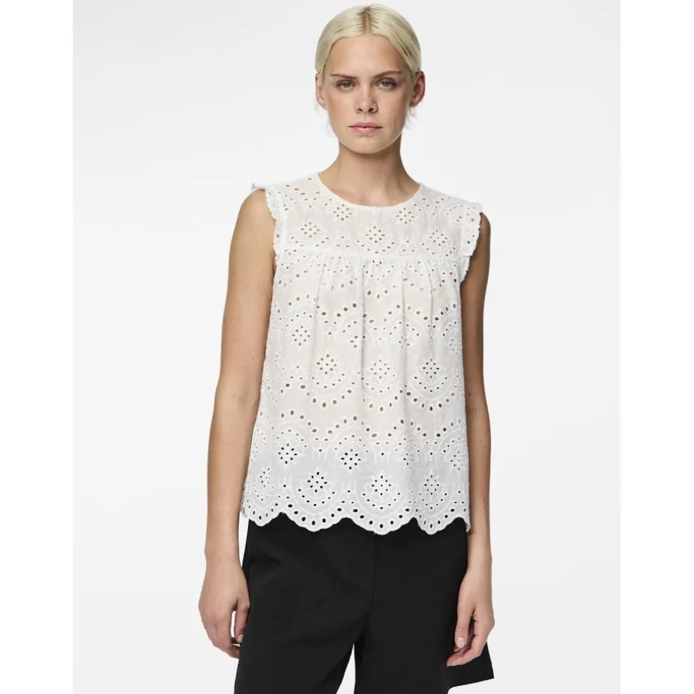 PIECES dame top PCVILDE - Bright White