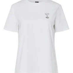 PIECES dame t-shirt PCAJA - Bright White Brown Expresso martini