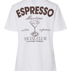 PIECES dame t-shirt PCAJA - Bright White Brown Expresso martini