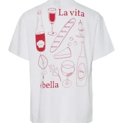 PIECES dame t-shirt PCALMA - Bright White RED LA VITA