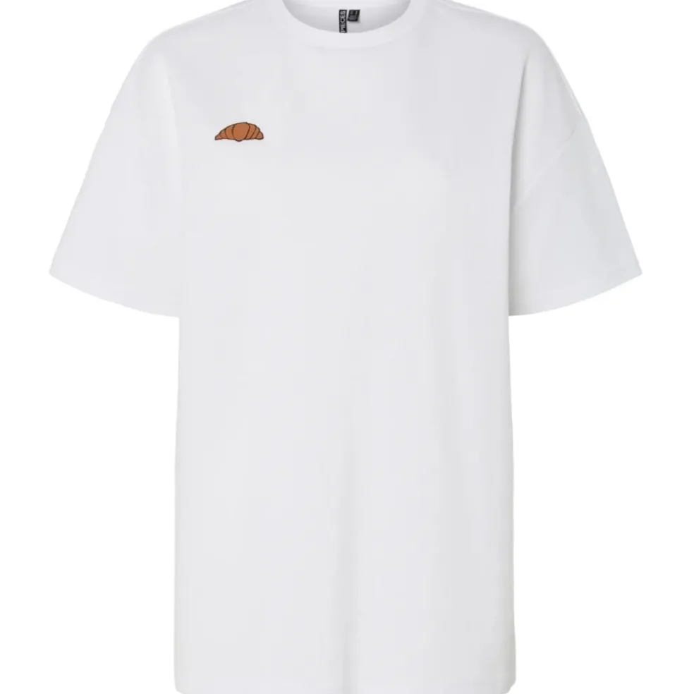 PIECES DAME T-SHIRT PCJELMA - Bright White Croissant